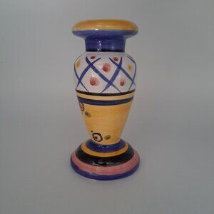 Hand-Painted Bella Casa Ganz Ceramic Candlestick Holder